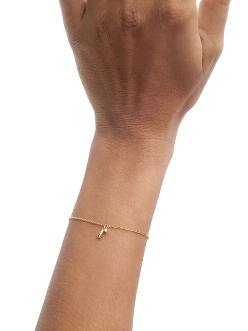 THE NEW ESSENTIALS KIRA Pulsera de cadena con circonitas redondas y colgante de gota oro - Pulseras