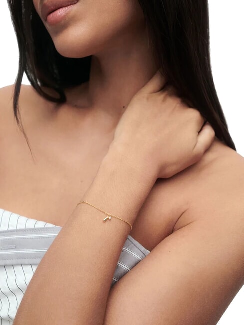 THE NEW ESSENTIALS KIRA Pulsera de cadena con circonitas redondas y colgante de gota oro - Pulseras