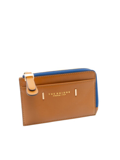 CHIARA  Cartera plana de cuero Cognac / Oro - Carteras Mujer