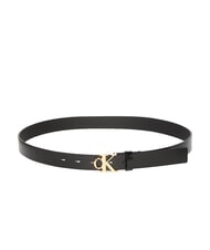 CALVIN KLEIN MONOGRAM BUCKLE Cinturón de cuero con logotipo de metal - Cinturones