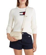 TOMMY HILFIGER TH DISTINCT  Mini bolso de hombro beige clásico - Bolsos Mujer - 4