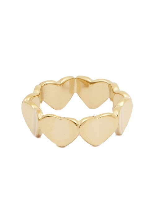 LOVELY Anillo con corazones esmaltados y circonitas amarillo dorado/turquesa - Anillos