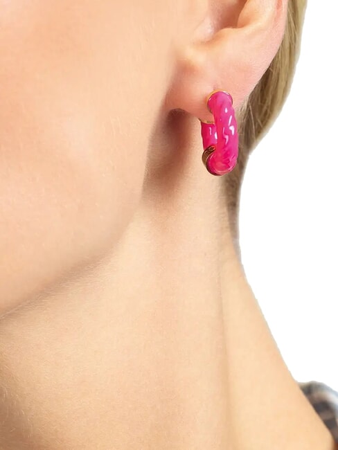 LET S GET LOUD Pendientes de aro Torchon esmaltados oro - Pendientes
