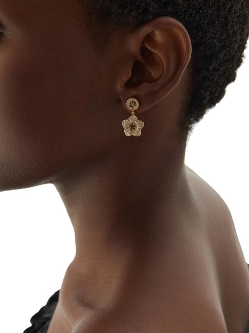 SHINING WINTER Pendientes de flores colgantes oro amarillo - Pendientes