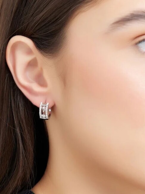 IN THE SKY Pendientes de aro trabajados con circonitas SILVER - Pendientes