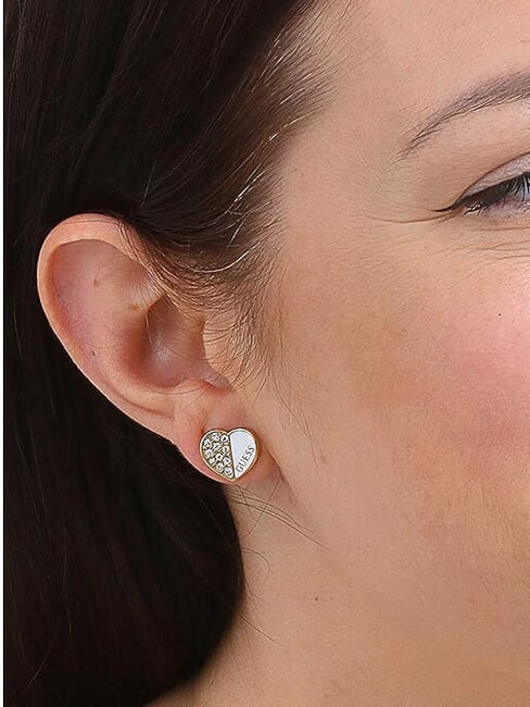 LOVELY GUESS Pendientes de coraz&oacute;n con cristales oro - Pendientes