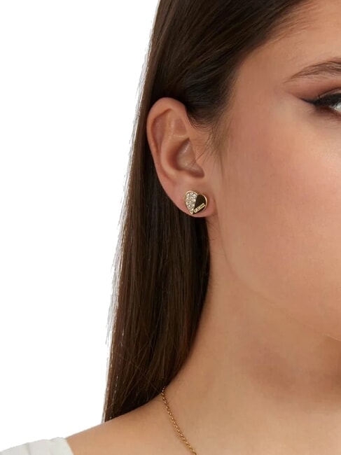 LOVELY Pendientes de bot&oacute;n de coraz&oacute;n con circonitas oro amarillo - Pendientes