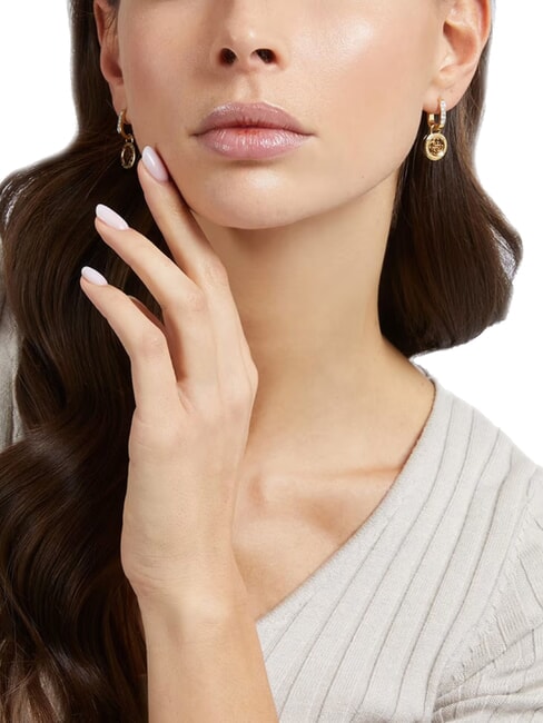 4G LOOP Pendientes con dije del logotipo 4G oro amarillo/negro - Pendientes