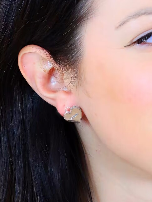 FALLING IN LOVE Pendientes con candado de coraz&oacute;n oro amarillo - Pendientes