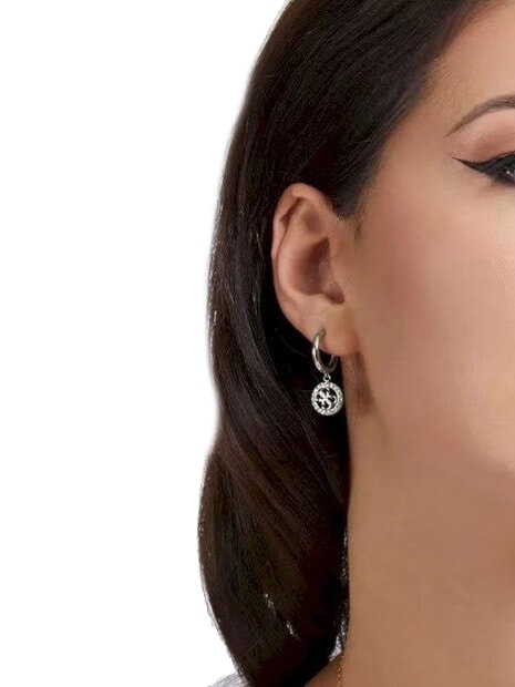 LIFE IN 4G Pendientes de aro con dije 4G SILVER - Pendientes