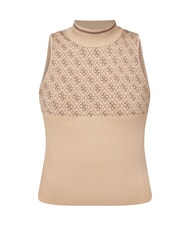 GUESS RN LISE 4G Camiseta sin mangas de cuello alto café y travertino - camiseta - 3