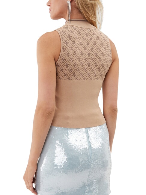 RN LISE 4G Camiseta sin mangas de cuello alto café y travertino - camiseta