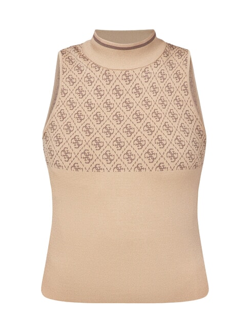 RN LISE 4G Camiseta sin mangas de cuello alto café y travertino - camiseta