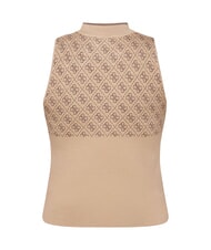 GUESS RN LISE 4G Camiseta sin mangas de cuello alto café y travertino - camiseta - 4