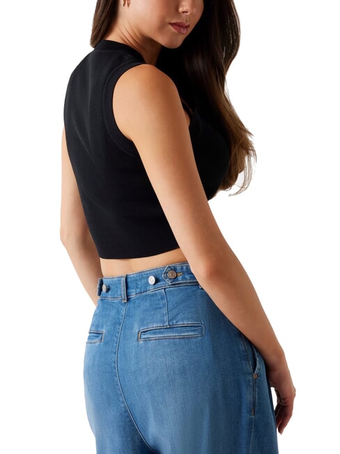 ALEXIA Ratón corto de punto con logotipo de pedrería jetbla - camiseta