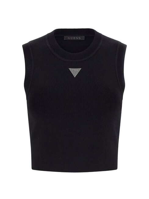 ALEXIA Ratón corto de punto con logotipo de pedrería jetbla - camiseta