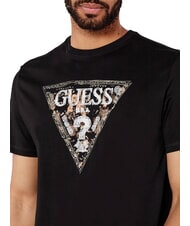GUESS TRIANGLE Camiseta de algodón con estampado jetbla - camiseta - 3