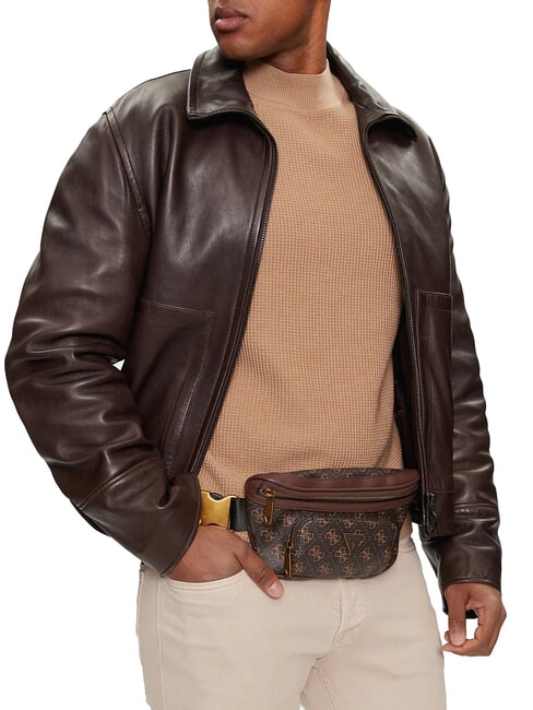 MILANO Riñonera con logo estampado marrón/ocre - Riñoneras