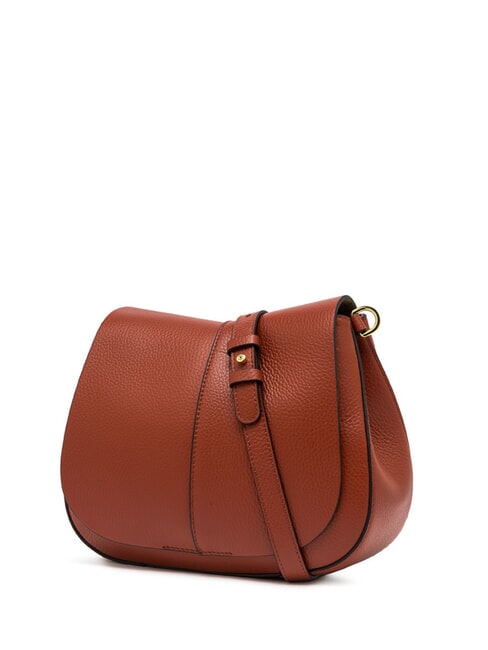 HELENA ROUND Bolso de piel con doble bandolera rojo ladrillo - Bolsos Mujer