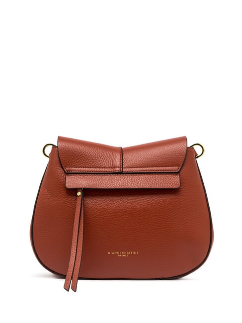 HELENA ROUND Bolso de piel con doble bandolera rojo ladrillo - Bolsos Mujer