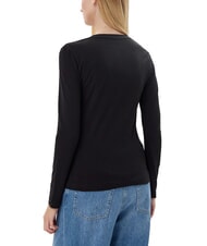 GUESS EMBRO SCRIPT LOGO Camiseta de manga larga con logo y pedrería. - camiseta