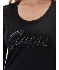 GUESS EMBRO SCRIPT LOGO Camiseta de manga larga con logo y pedrería. jetbla - camiseta - 3