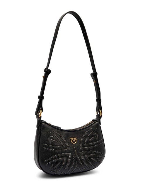 HALF MOON BABY Bolso de hombro negro-oro antiguo - Bolsos Mujer