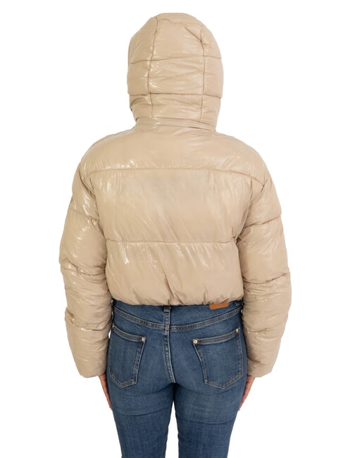 MINGAN Chaqueta corta brillante de plumas con capucha cabra brillante reciclada - Chaquetas de plumas de mujer