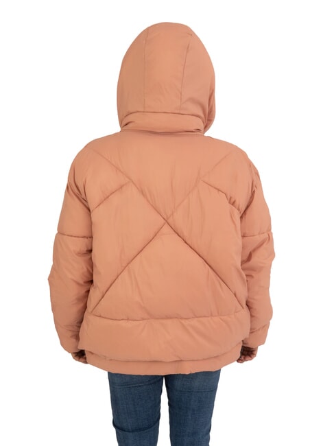 EUGENIE Chaqueta corta de sat&eacute;n con capucha camafeo marr&oacute;n - Chaquetas de plumas de mujer