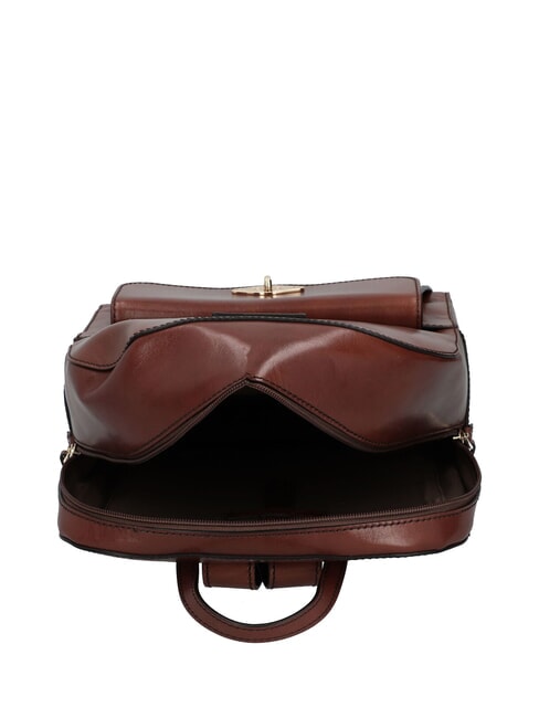 BARBARA Mochila de piel lisa BROWN - Bolsos Mujer