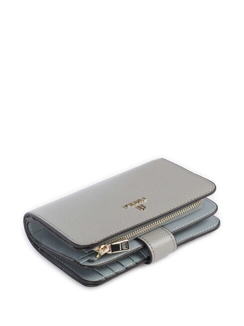 CAMELIA Cartera de mujer de piel ceniza+cirro int. - Carteras Mujer