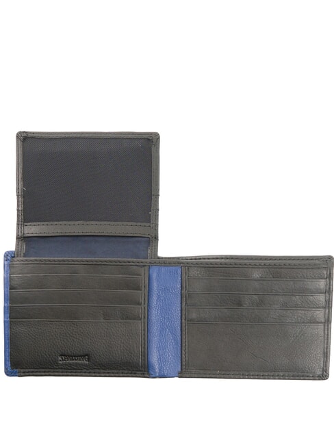 STRIPE Cartera de piel con solapa negro/azul marino - Carteras Hombre
