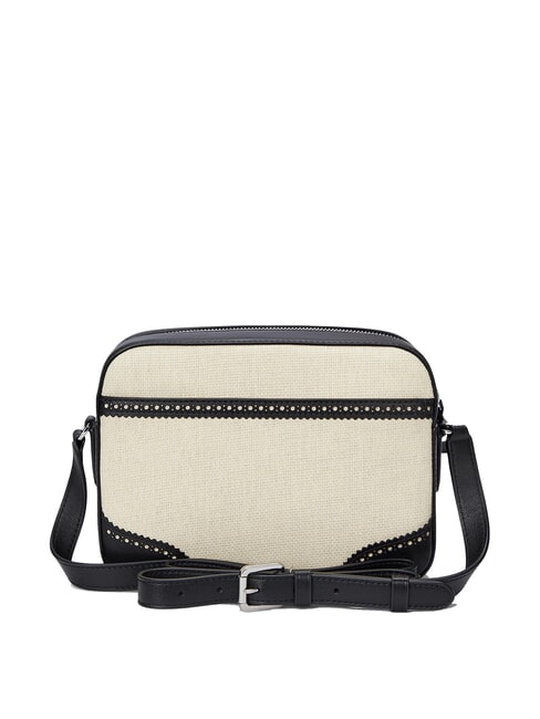 MARCY Bolsa de paja para cámara con bolsillo natural claro/negro - Bolsos Mujer