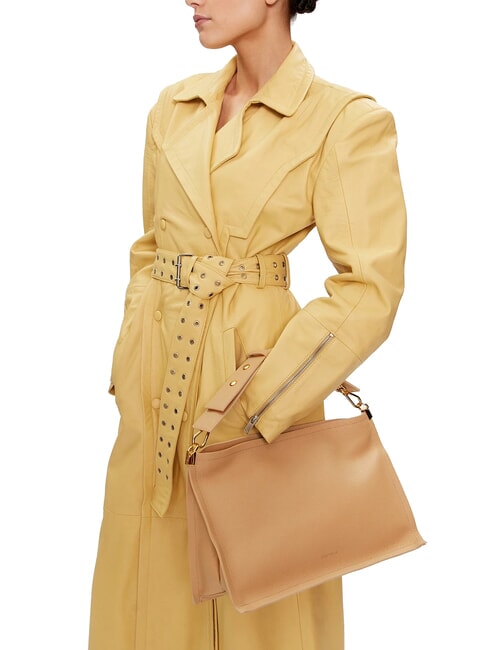 SNIP Bolso bandolera de piel martillada beige claro/amanecer - Bolsos Mujer