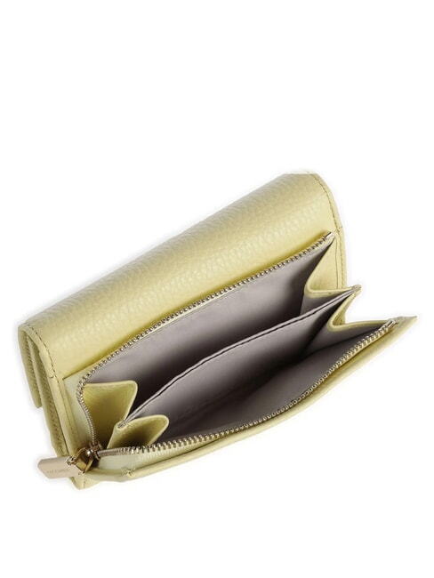 METALLIC SOFT Cartera plegable de piel martillada baños de cal - Carteras Mujer