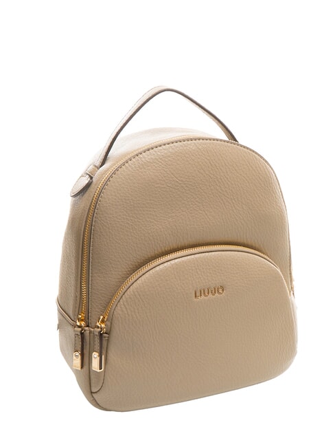 MANHATTAN Mochila redonda mediana con bolsillo gris topo del desierto - Bolsos Mujer