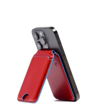 PIQUADRO BLUE SQUARE Tarjetero MagSafe con rastreador ROJO - Carteras Hombre - 3