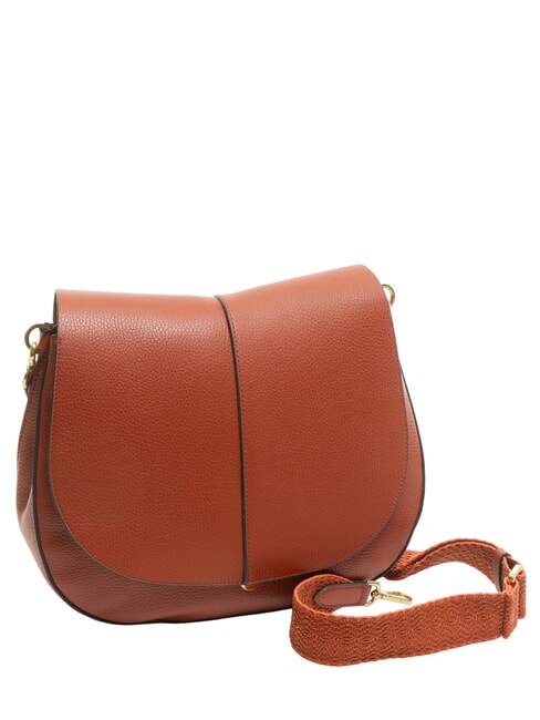 HELENA ROUND Bolso bandolera pequeño de piel rojo ladrillo - Bolsos Mujer