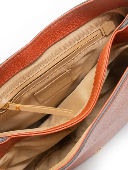 HELENA ROUND Bolso bandolera pequeño de piel rojo ladrillo - Bolsos Mujer