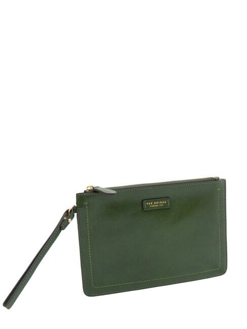 FIONA Clutch plano de piel con pu&ntilde;o ingl&eacute;s verde abb. oro - Bolsos Mujer
