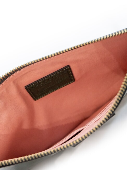 FIONA Clutch plano de piel con pu&ntilde;o ingl&eacute;s verde abb. oro - Bolsos Mujer