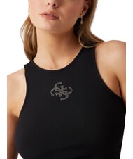 GUESS NEW SL ROUND GUENDALINA camiseta sin mangas con logo 4G de strass jetbla - camiseta - 3