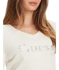 GUESS KENZIE LOGO Suéter de cuello en V cremwhi - Suéteres de mujer - 3