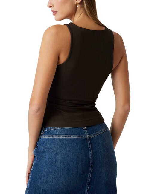 NEW SL ROUND GUENDALINA camiseta sin mangas con logo 4G de strass marr&oacute;n espresso - camiseta