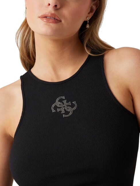 NEW SL ROUND GUENDALINA camiseta sin mangas con logo 4G de strass jetbla - camiseta