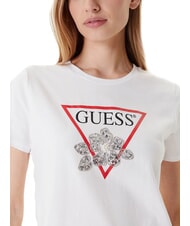GUESS FLOWER BLING Camiseta con estampado y aplicación purwhite - camiseta - 3