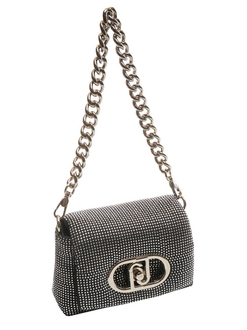 LAPUFFY Bolso de hombro micro con pedrería negro/acero - Bolsos Mujer