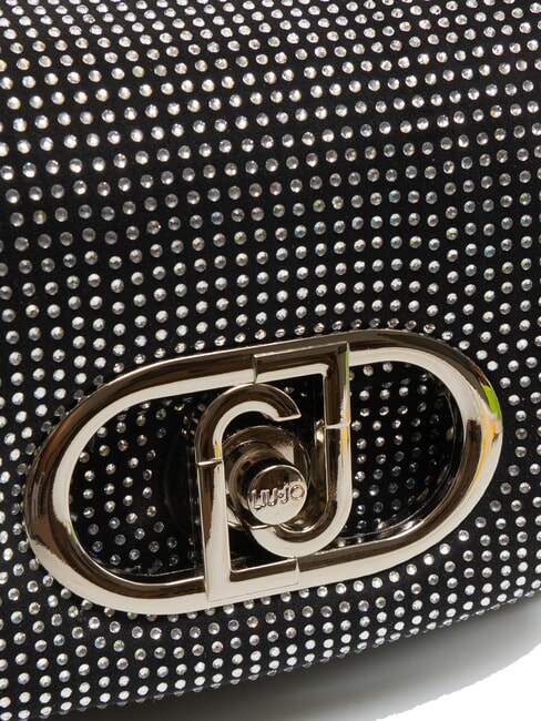 LAPUFFY Bolso de hombro micro con pedrería negro/acero - Bolsos Mujer