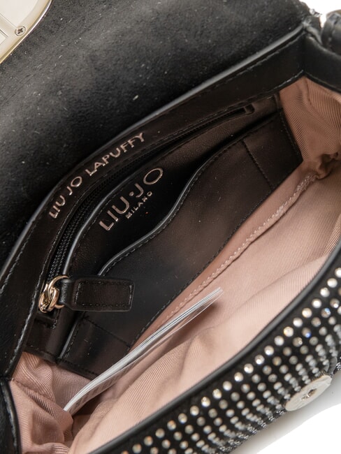 LAPUFFY Bolso de hombro micro con pedrería negro/acero - Bolsos Mujer