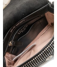 LIUJO LAPUFFY Bolso de hombro micro con pedrería negro/acero - Bolsos Mujer - 5